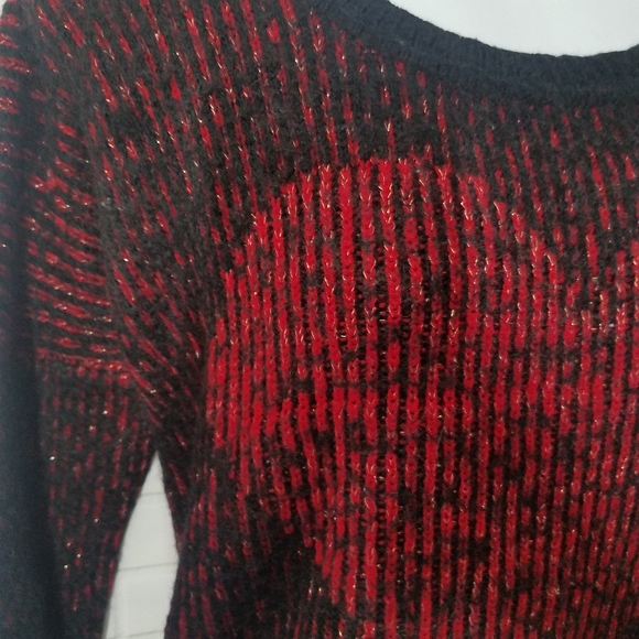 Fuzzy Red and Black Heart Sweater - Picture 3 of 5